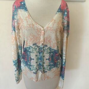 Cardigan multi colored size L. New.